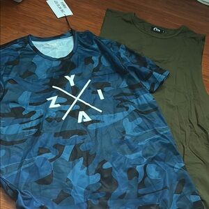 Blue Camouflage T-Shirt and Olive Green Tank Top Bundle